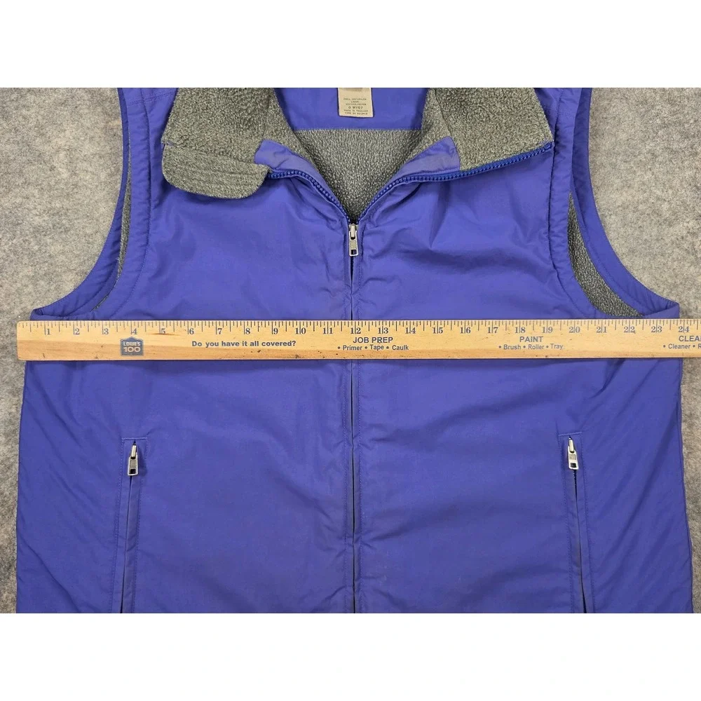 LL Bean Mens Large Blue Fleece Lined Three Season Vest Nylon Full Zip O WY07